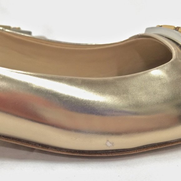 NEW TORY BURCH Gold Logo T Patent Leather Loafers - Picture 8 of 11